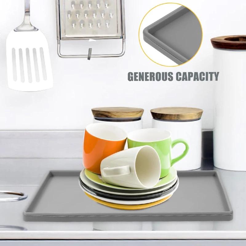 Silicone Tableware Cushion Anti Slip Sink Tray Kitchenware Protection Mat Dish Drying Cushion Pad Storage Sink Drain Mat Kitchen