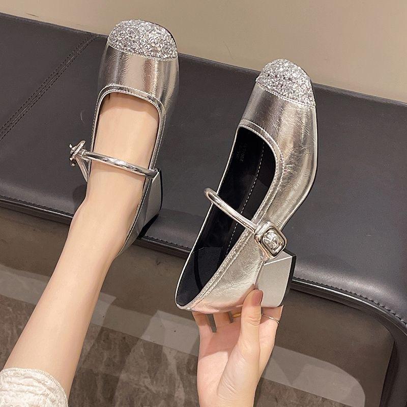 Fashion Women's Mary Jane Shoes Leather Summer Dresses French Style Wear-resistant Round Toe Mid Heel Ladies Design Single Lolita Shoes