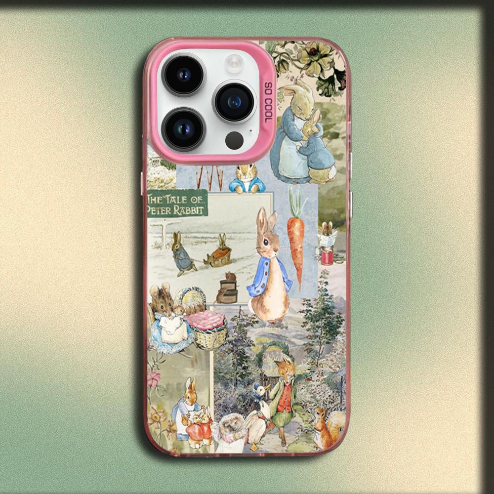Cartoon Cute P-Peter Rabbit Phone Case For iPhone 16,15,14,13,12,11,Mini,Pro,SE,MAX Pink Matte Silicone Cover iPhone13mini
