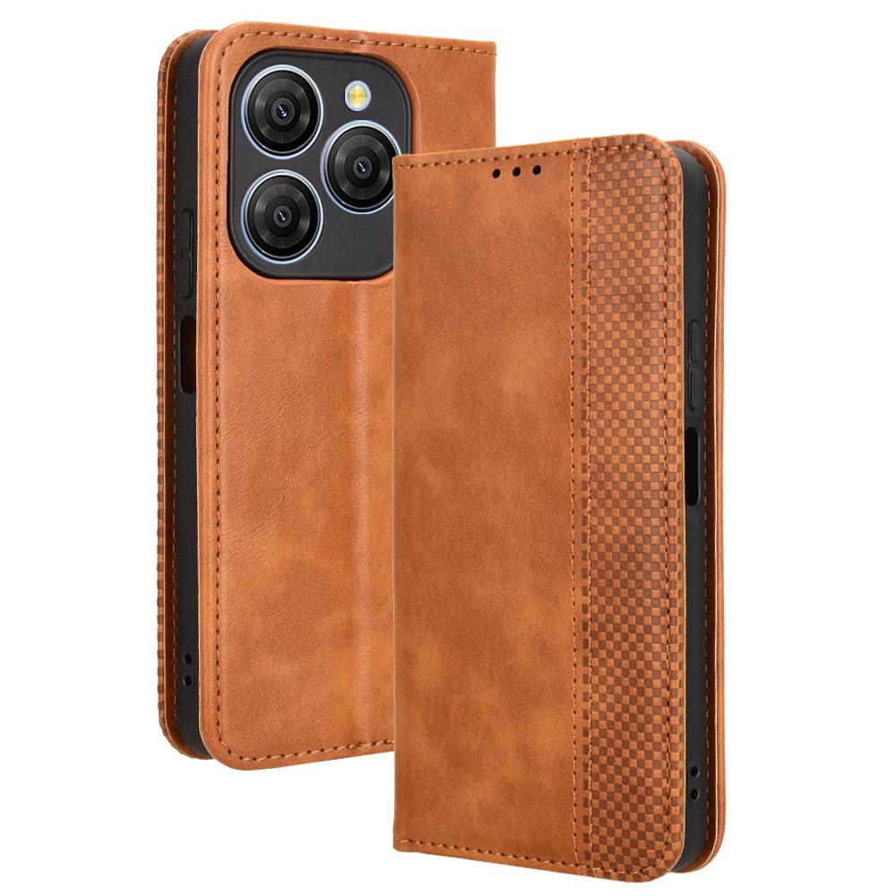 For Blackview Shark 9 5G Leather Case Wallet Stand Retro Texture Phone Cover