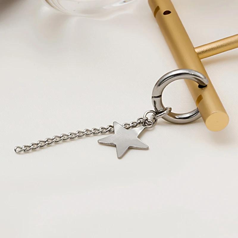 Punk Stainless Steel Chain Hoop Earrings Unisex Goth Pop Hip Hop Pendants Fashion Ear Jewelry Accessories