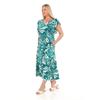 Flounce Sleeves Crew Neck Belted Floral Patterned Long Viscose Dress