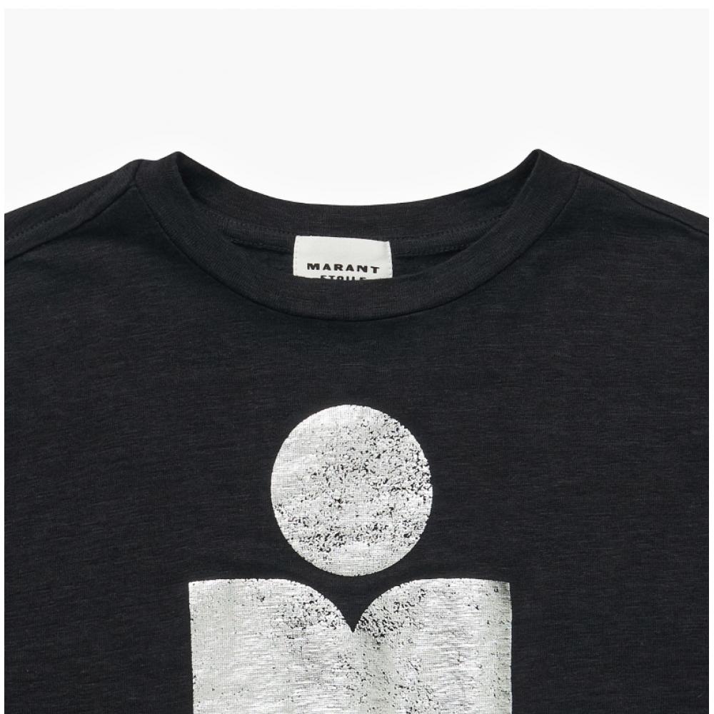 ISabelle Marant TS0001fb A1n10e 01bk Zewel Zewell Linen Women S Short Sleeve Tee