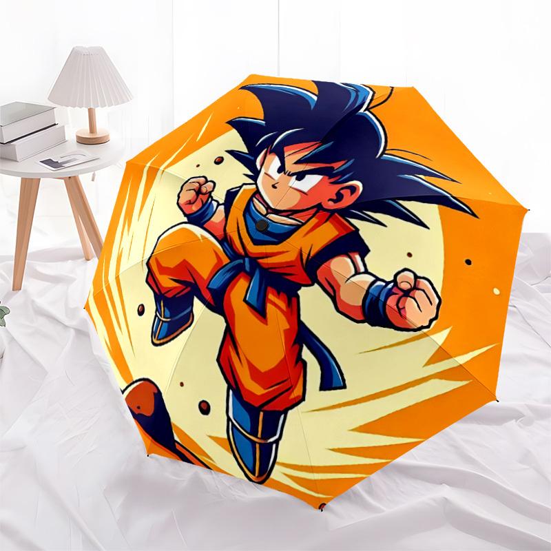 1PC DragonBallZ, GokuArtwork Automatic Open/Close Umbrella, 8-Rib Sturdy Frame, Lightweight Portable Umbrella, Commute, Business - Ideal Gift for Frie