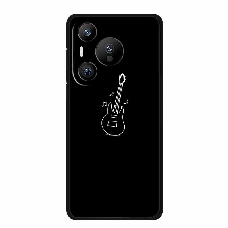 Compatible with Huawei Pura 70 Pro: Black TPU Soft Shell Phone Case with Simple Lines
