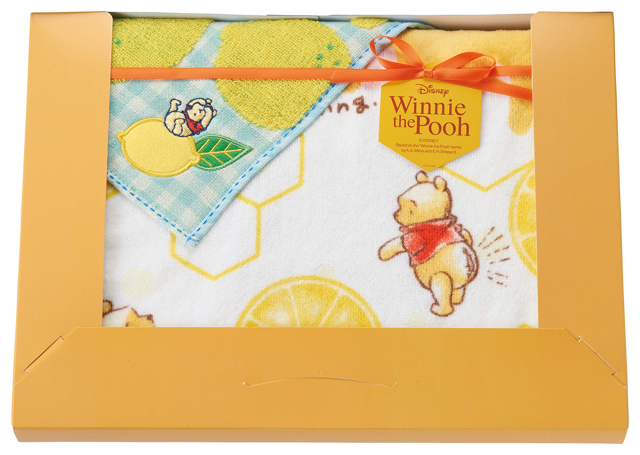 

Marushin Towel Greeting Gift for Disney Winnie the Pooh with 1 Hand Towel and 1 Face Towel Gift, Moving, Citrus, 2275034000, DP-3720,