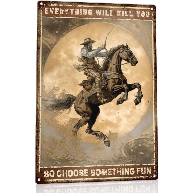 Metal Tin Signs Wild West Cowboys Wall Decoration Plaque Vintage Art Poster Iron Painting for Man Cave Home Cafe Garden Club Bar