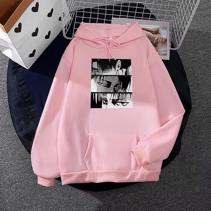 2025 Herbst Cartoon Levi Ackerman Muster Bedrucktes Kapuzenshirt - Retro und Schlicht in der Textur Hergestellt aus umweltfreundlichen Materialien