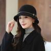 Elegant Women's Formal hat Pure Color Basin Hat Retro Wool Fisherman Hat  Girl