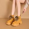 Women's Ankle Boots and Short Boots Thick-soled Casual Yellow Women Boots Plus Size Lace-up  Motorcycle Boots Female