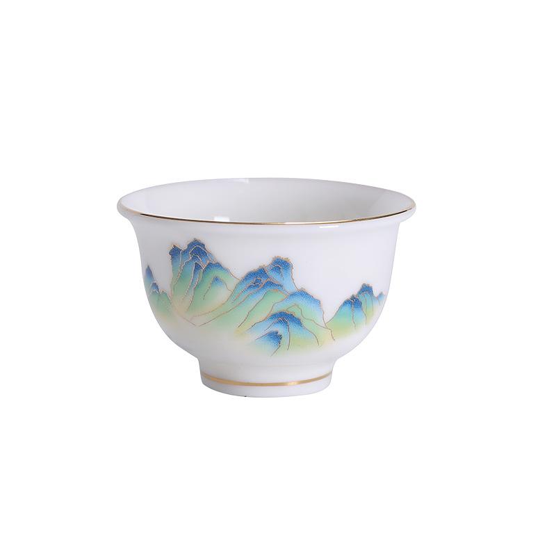 Suet jade teacup white porcelain tea drinking small cup ceramic single cup tea tasting cup 1 pack Dehua hospitality new Chinese style