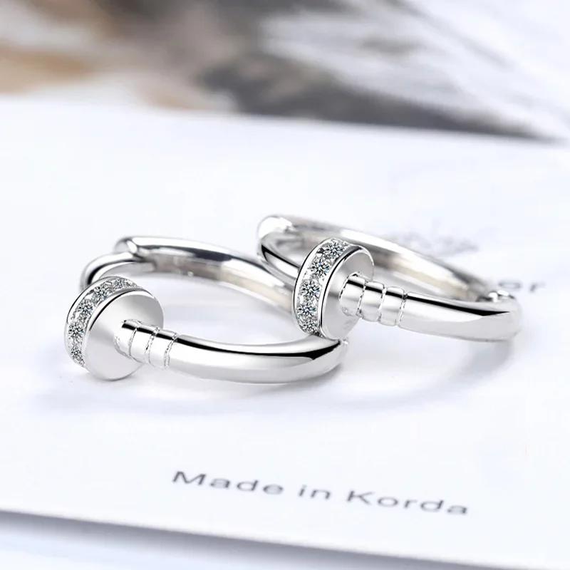 

Silver needle Smooth Men Women Models CZ Small Earring for Women Earring Sterling-plata- Prevent Allergy Brinco срібний