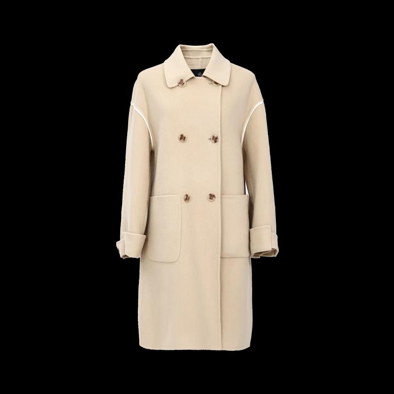 TaTu Women's Winter Lapel Wool Blend Mid-Length Coat