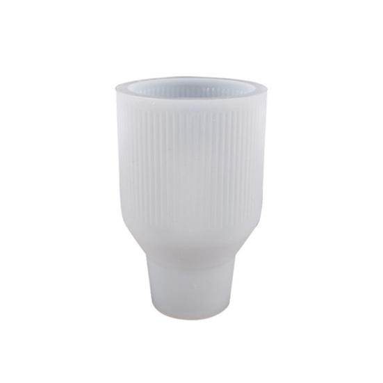 Vase Mold Non-stick Silicone Craft Mold Reusable DIY Storage Jar Mould Stripe Vase Making Mold for Home Decoration