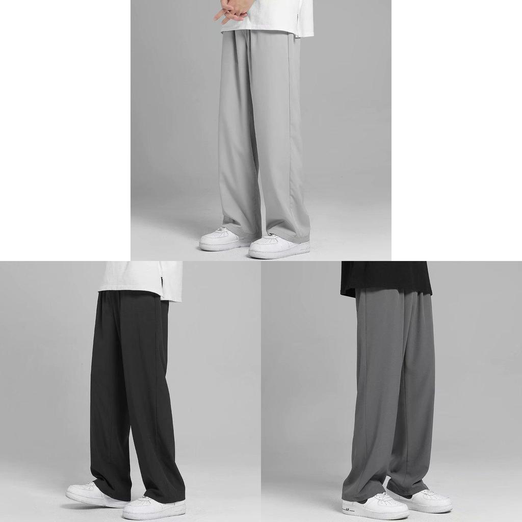Men Summer Ice Silk Casual Pants With Drawstring Waist For Youth Comfort Fit