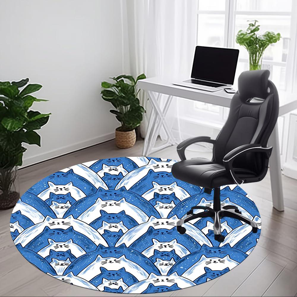 1pc Cat Kaleidoscope Office Round Area Rug, Indoor Mat Suitable For Office, Under Office Chairs Bedroom Living Room Home Decor, Room Deco 117
