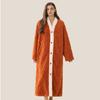 Men's Plush Bathrobe Button Up Long Housecoat Winter Warm SPA Fleece Duster Robe with Pocket Flannel Full Length Loose Fit Nightgown Sleepwear for Men