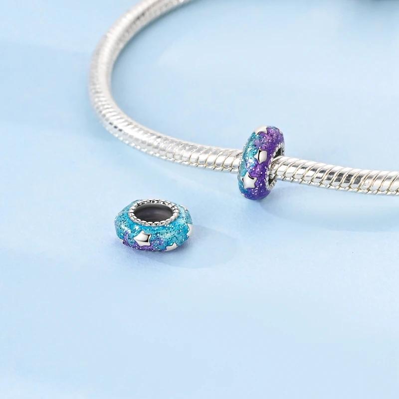 Charmscopperstarry Night Rubber Stopper Beads Fit Plataoriginal Braceletwomen Jewellery Making Fine Gifts