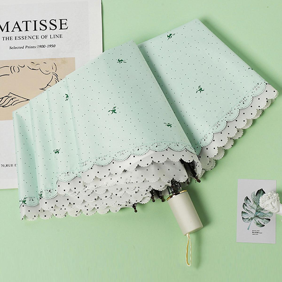 

Простой и элегантный 50-складной мини-зонт из кружева с черным клеем, солнцезащитный и УФ-защитный зонт от солнца