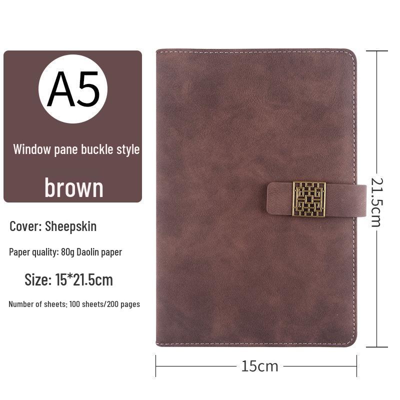A5 Custom Logo Business Notebook | Soft Leather, Thickened, Buckle Diary with Gift Box