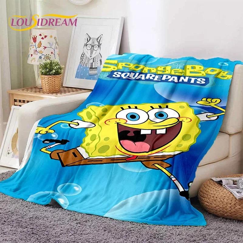 Funny S-SpongeBob Patrick Star Cartoon Soft Flannel Blanket for Beds Bedroom Sofa Picnic,Throw Blanket for Outdoors Leisure Gift