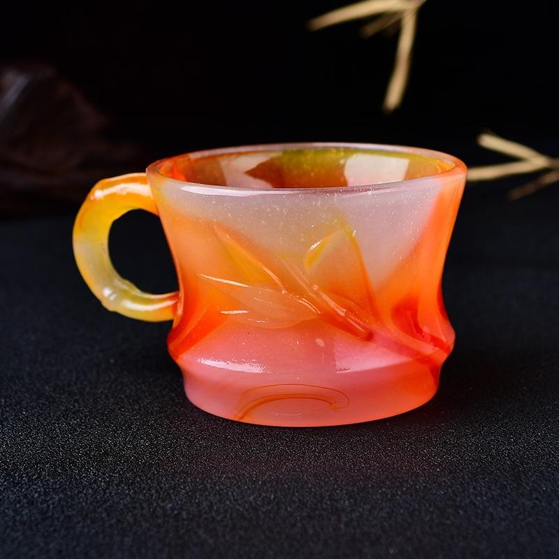 Chinese Style Milk Jade Glass Tea Cup Kung Fu Tea Family Meeting Tea Cup Household Simple and Exquisite Water Cup