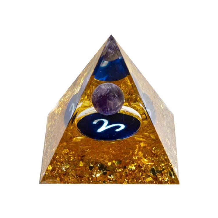 12 Zodiacs Orgone Crystal Pyramid,Amethysts Obsidians Healings Crystals Pyramid Constellations Pyramid for Money Health