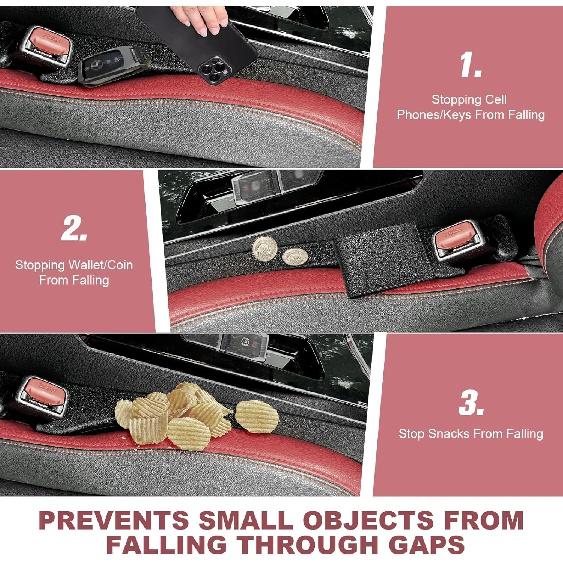 Seat Gap Filler Universal Fit Car SUV To Fill The Gaps Between Seat and Console Blocker Stopper Pack of 2 Black