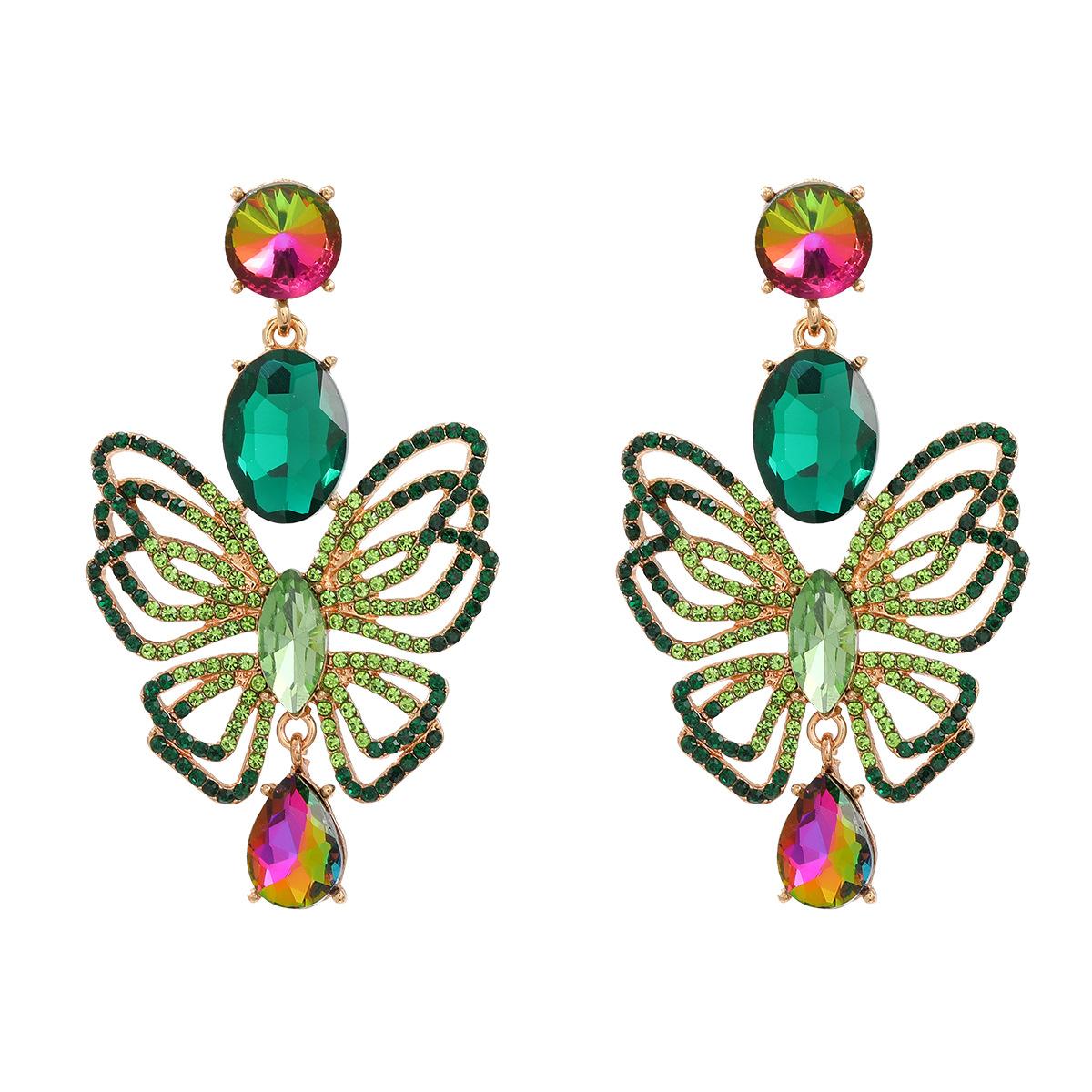 

Висячие серьги для женщин Бабочка Стеклянная невеста Свадебные украшения Аксессуары зелёный