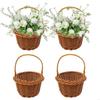 4x Handmade Rattan Basket Delicate Basket for Home Decoration and Wedding Flower X3UC