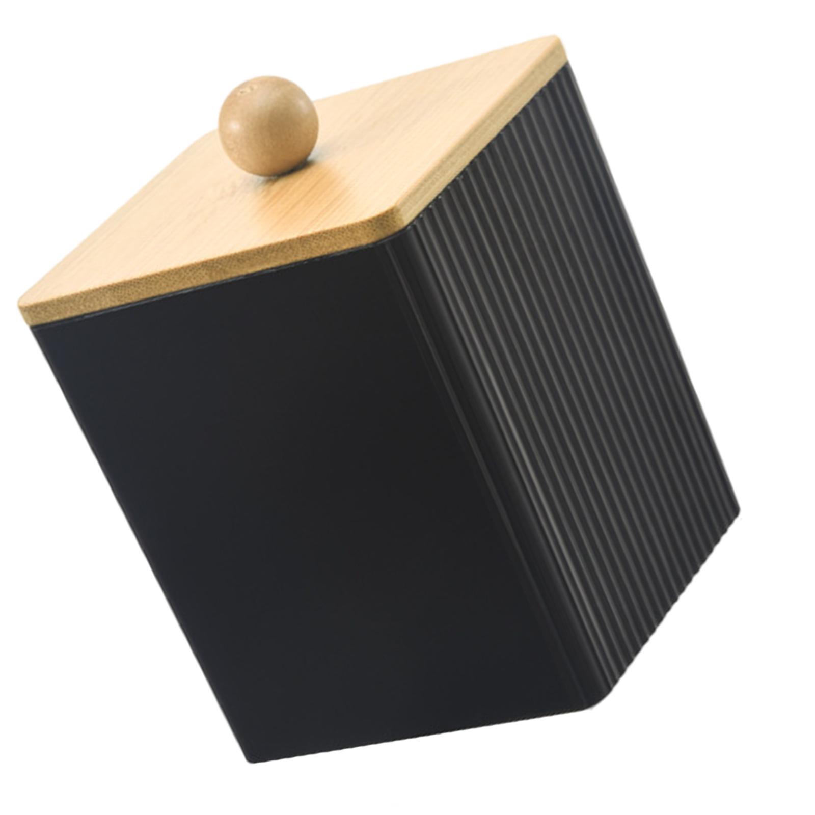 Прочная деревянная крышка, держатель для ватных палочек, контейнер для хранения, удобный для ванной комнаты, ватные тампоны, органайзеры для подушечек и резинок для волос A чёрный