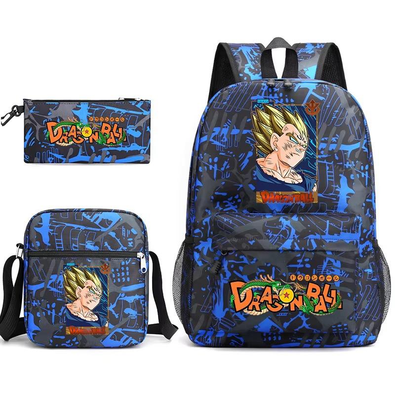 Dragon Ball Z Printed Backpack Set 3-Piece Casual School Bag For Boys And Girls Youth With Pencil Case Shoulder Bag