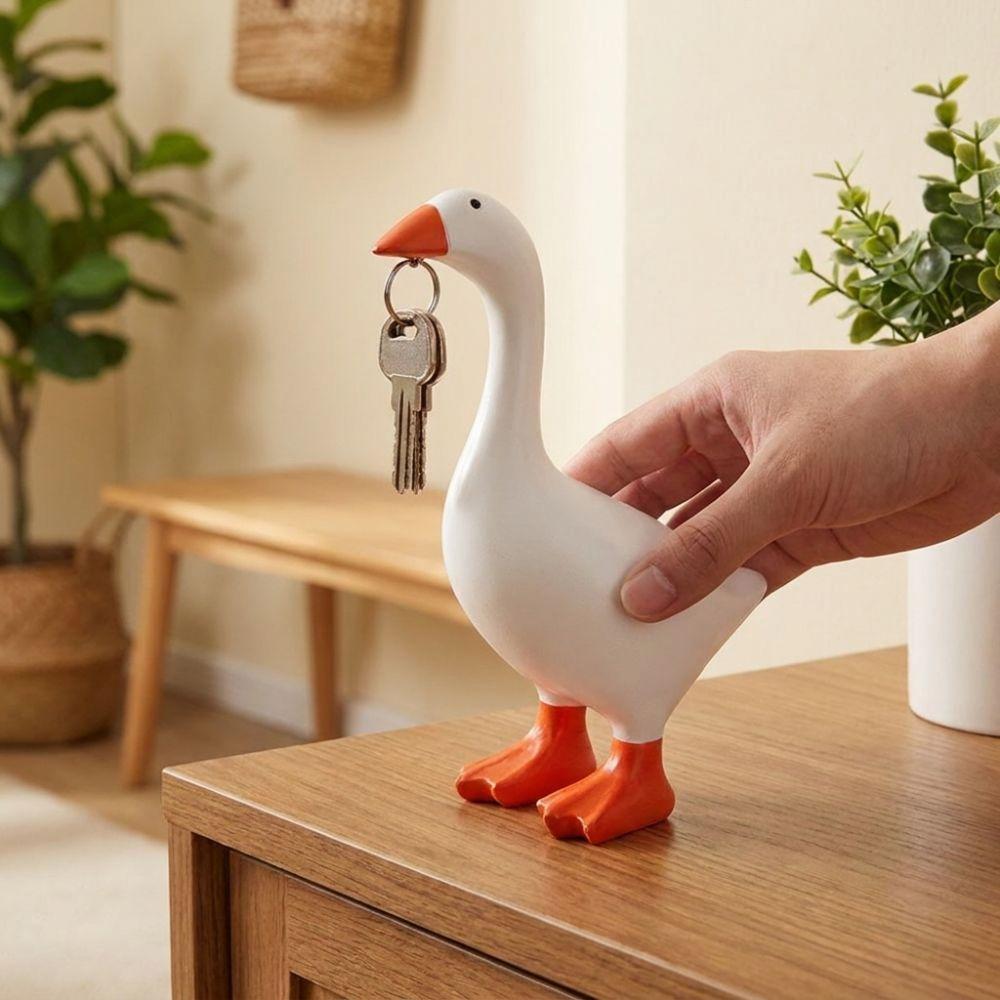 Resin Goose Figurines Key Hanger Funny Dumb Goose Key Holding Figurine  Office Desk