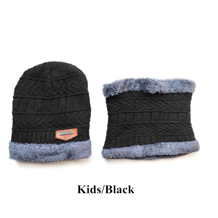 2026 New TW DDA558 Velvet Lined Thicken Ski Skull Caps Men Kids Winter Hat Scarf Set Neck Warmer Wool Knitted Beanie Hats