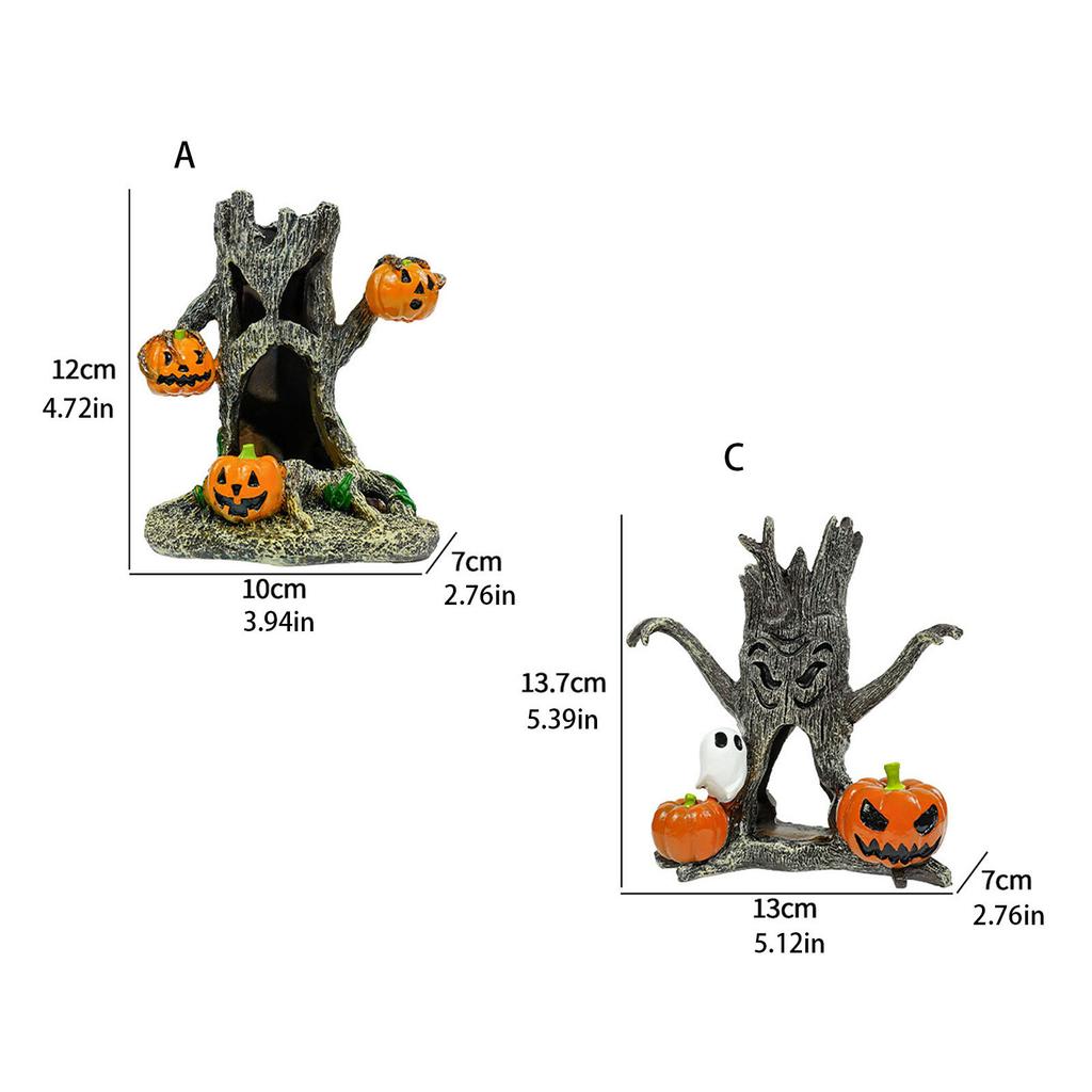 Halloween Themed Resin Aquarium Statues for Indoor Outdoor Fish Tank Decorations and Spooky Garden Ornaments
