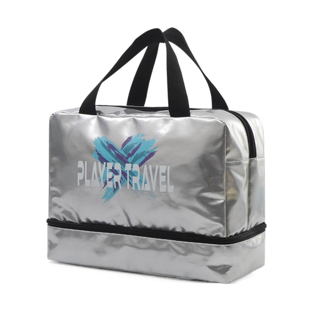 

Large Capacity Gym Bag Dry-Wet Separation Swimming Pool Bag Portable Fitness Training Bag Women серебряный