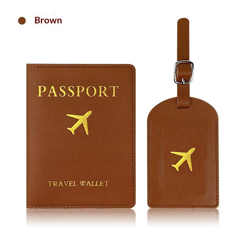 2Pcs/Set Pu Travel Passport Cover Luggage Tag Suitcase Identifier Label Baggage Boarding Bag Tag Name Id Address Passport Holder