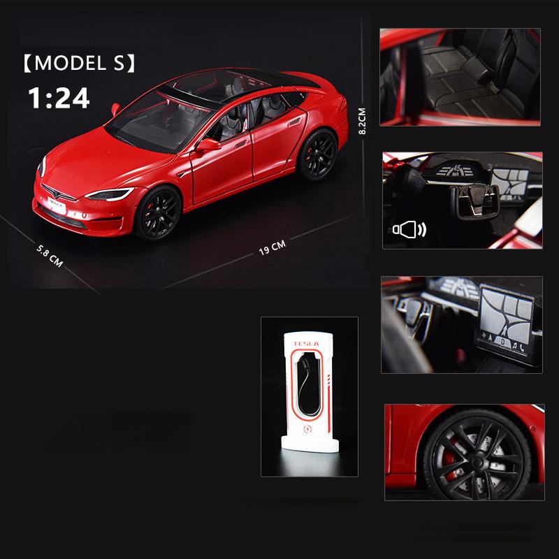 1:24 Model X Model Y Tesla Model 3 Alloy Die Cast Toy Car Model Sound and Light Children's Toy Collectibles Birthday Gift