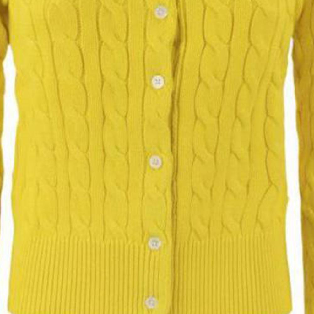Polo Ralph Lauren Solid Color Single-Breasted Round Neck Long Sleeve Knit Sweater Women Sweater Yellow 211891643-011