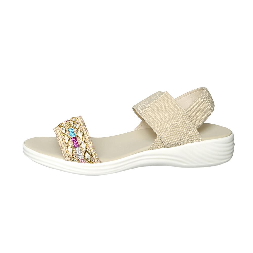 Women's New Casual Sports Style Sandals with Thick Sole and Flat Heel, Color Blocked Fly Woven Fish Mouth Sandals