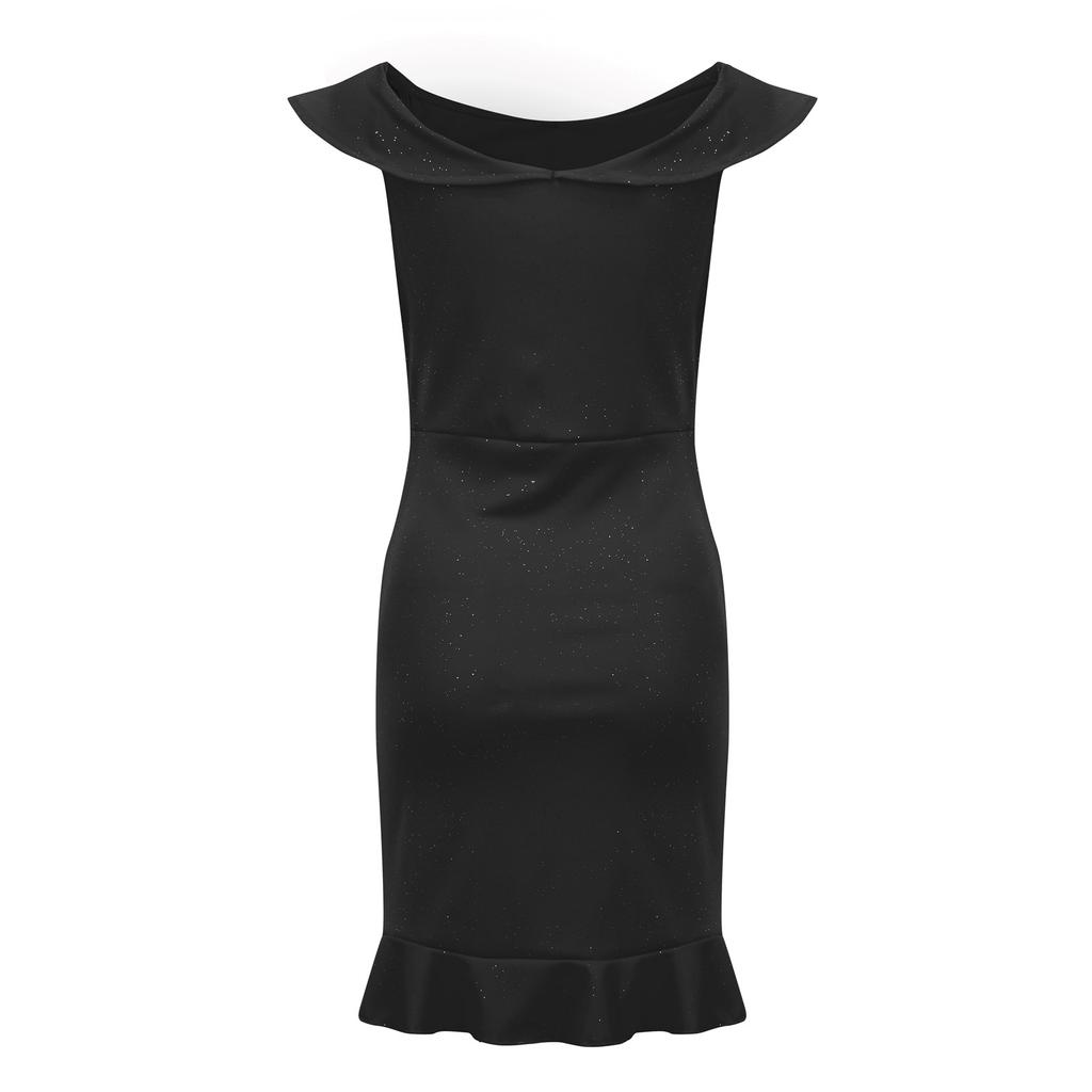 Women's Off Shoulder Temperament Draped Powder Pleated Slim Pullover Dress