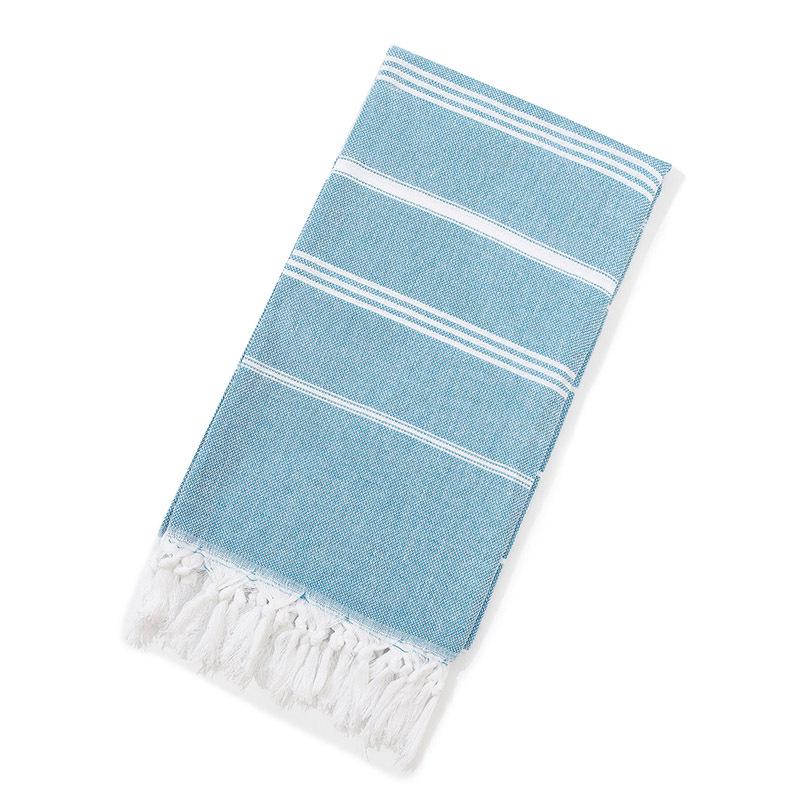 Custom Pure Cotton Turkish Striped Beach and Sauna Towel with Non-Stick Sand and Tassels for Adults