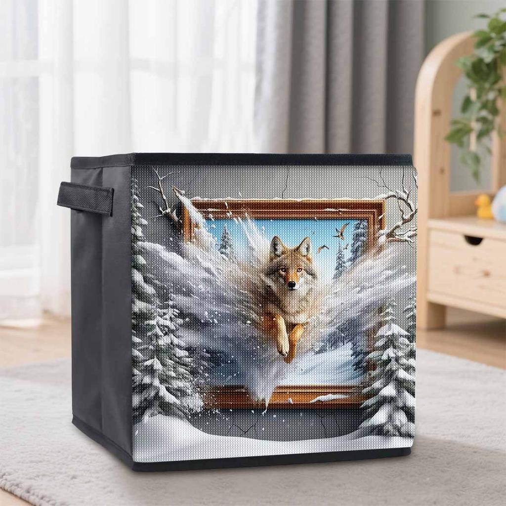 A Wolf Breaking Through The Wall 5D Diamond Painting Storage Basket Full Round Drill Mosaic Diamond Embroidery Cross Stitch Kits Home Decor Home Decor