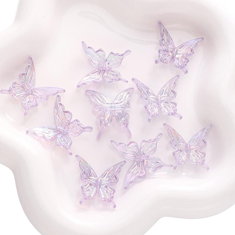 Acrylic Butterfly Transparent Two-color Gradient Charm for DIY Jewelry 20 Pcs