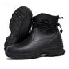 Fashion Leather Top Thick Sole High Top Anti Slip Water Shoes Men's Rain Shoes Outdoor Mountaineering Plush Warm Boots Work Safety Boots