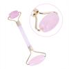 Natural Double Head Rose Quartz Jade Slimming Face Beauty Massage Roller (Gold)