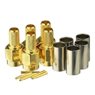 SMA Male Connector, Crimp Type, SMA Plug, for Baofeng BF-888S, UV-5R, UHF, Amateur Radio, Etc., Compatible with RG58RG400RG142LMR195, DIY, Pack of 5