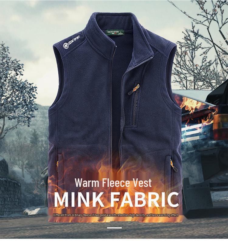 2024 Men's Autumn Fleece Vest Outdoor Sports Hoodie Jacket