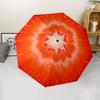 1 PC Automatic Folding Umbrella -Red fruitsPattern,Portable & Foldable Design with 8 Ribs,Christmas Birthday Gifts