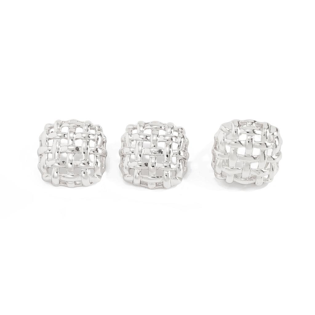 Irregular Square Thick Opening Ring Earring Set for Women's Retro Geometric Gold Finger Ring Wedding Jewelry